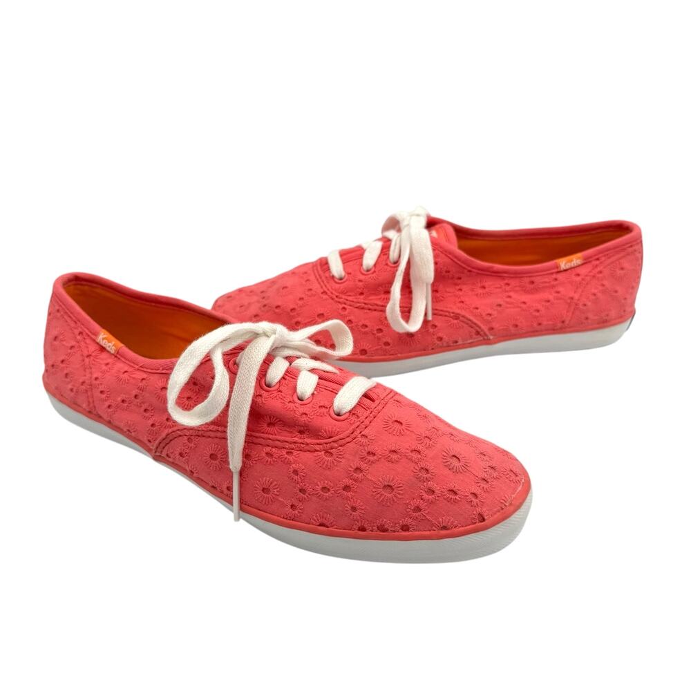 Keds Champion Coral Pink Eyelet Embroidery Lace Up Oxford Fashion Sneakers